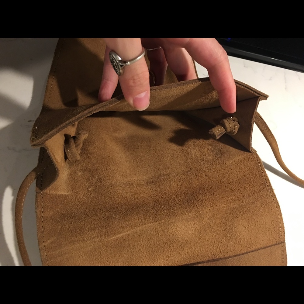 Vintage festival suede leather crossbody bag pouch - Picture 8 of 8