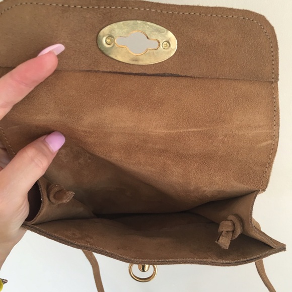 Vintage festival suede leather crossbody bag pouch - Picture 4 of 8