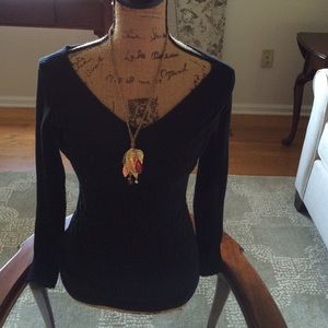 Black long sleeve V- Neck Sweater