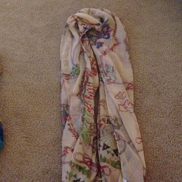 Creme "map" scarf