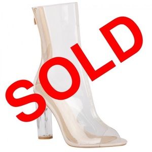 NEW Clear Perspex Heels, Open Toe Ankle Boots