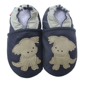 Puppy navy blue soft sole leather baby shoe