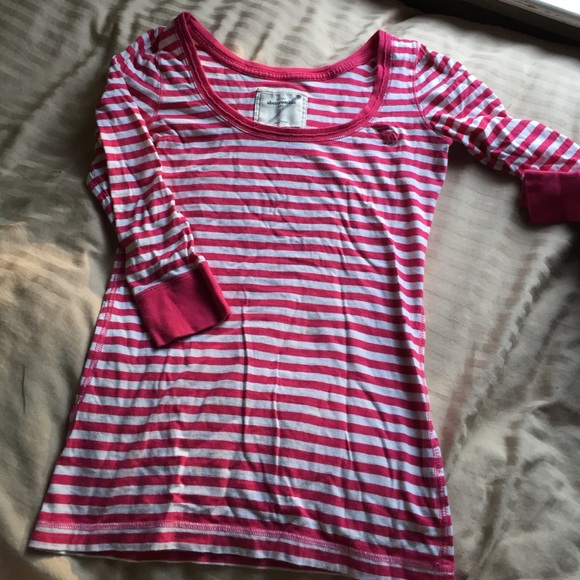 Pink & White striped 3/4 sleeve KIDS shirt