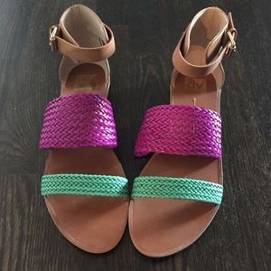 Dolce Vita hot pink and mint green sandals