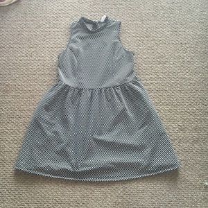 Polka dot high neck fit and flare dress