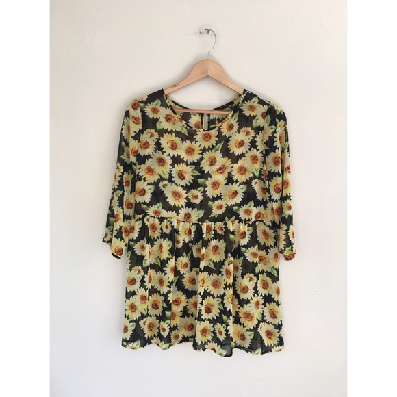 💎SOLD💎Forever 21 sheer punk sunflower skate mini - Picture 5 of 7