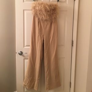 Missguided feather bandeau jumpsuit