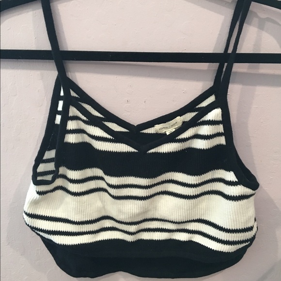 b & w striped urban outfitters crop top