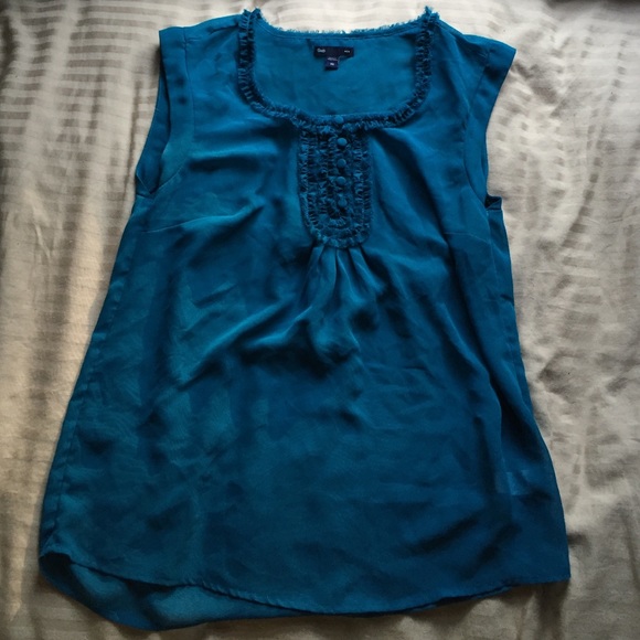 Dark teal sheer Gap sleeveless blouse