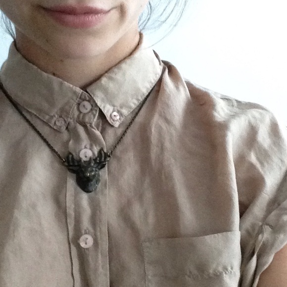 Anthropologie Jewelry - • 2 for 1 Brass Deer & Owl Necklaces •