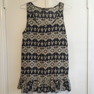 Black and white patterned dress with drop waist