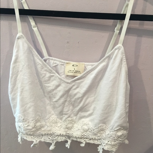 white crop top with lace at the bottom ✨