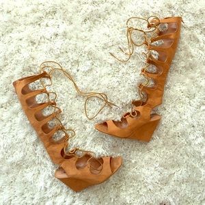 Faux Suede Gladiator Wedges