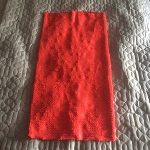 Asos coral sequined midi skirt (size 8)