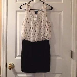 Cross Print Chiffon Body Con Dress