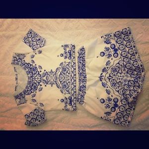 Two piece romper, blue and white vintage design