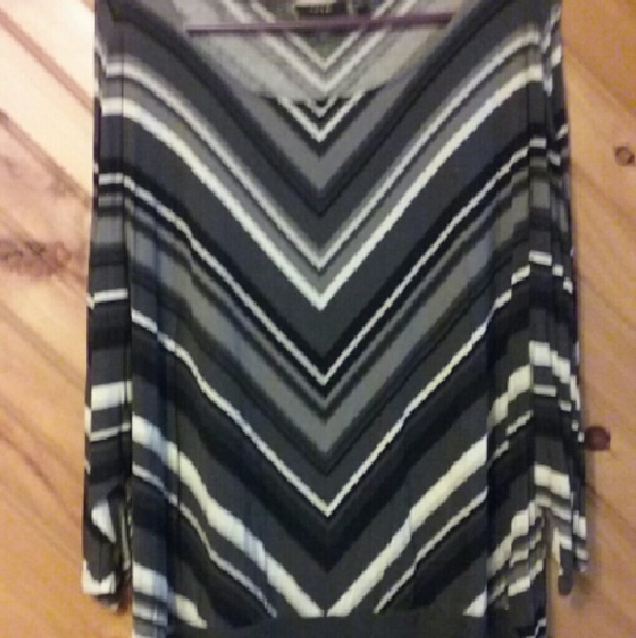 APT 9 black, white and grey striped shirt