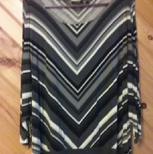 APT 9 black, white and grey striped shirt