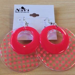 Retro style neon pink fashion earrings