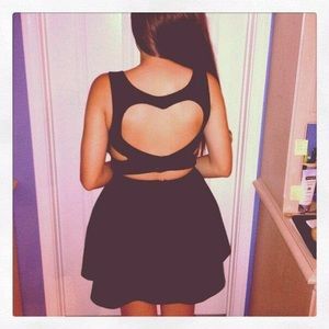 Brandy Melville Heart Back Black Skater dress