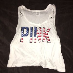 PINK tank top American flag