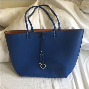 Leather reversible tote bag