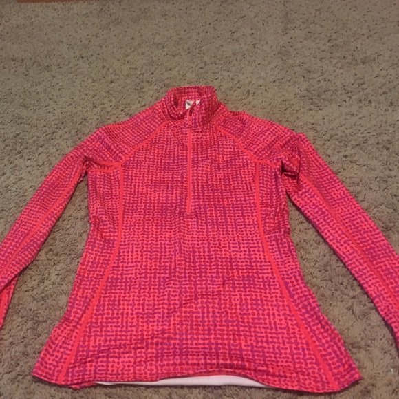 Pink fitted cold gear long sleeve quarter zip.