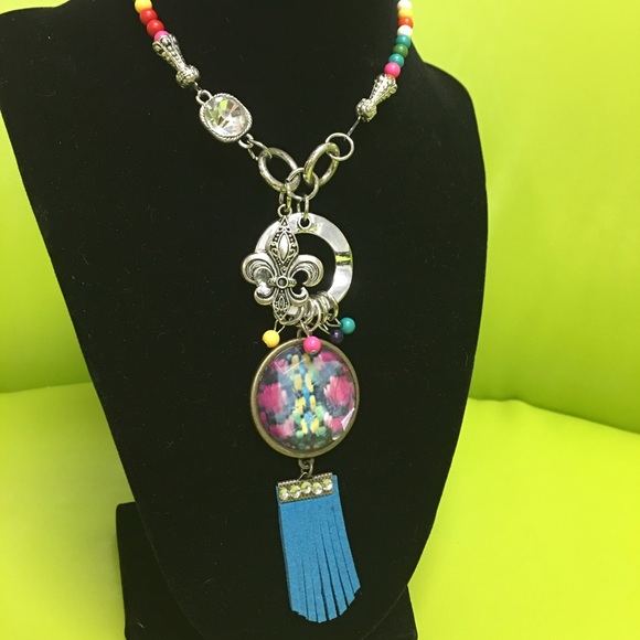 Colorful fringe boho necklace