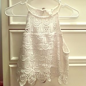 White crocheted crop top