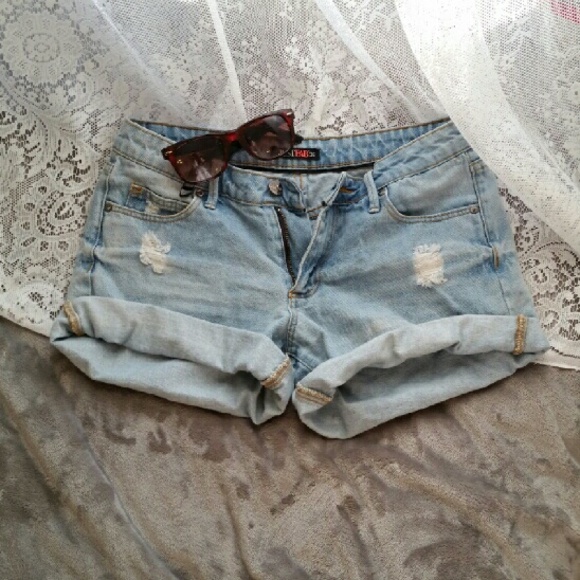 Justfab Ripped Boho Denim Shorts