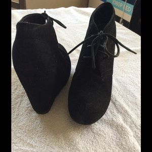 Black suede wedges booties