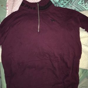 pink maroon half zip sweatshirt