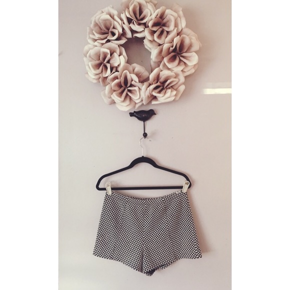 Black and white checkered High Waisted shorts