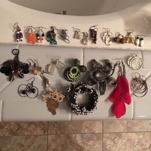 A whole bunch of earrings! And a brooch!