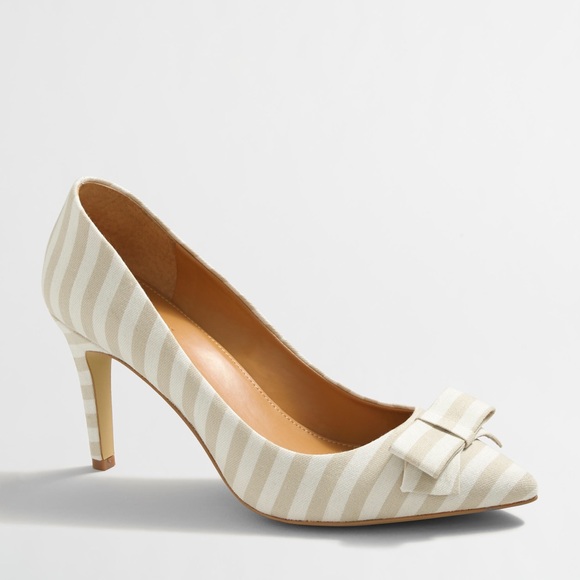 J Crew Factory Isabelle Striped Bow Pumps