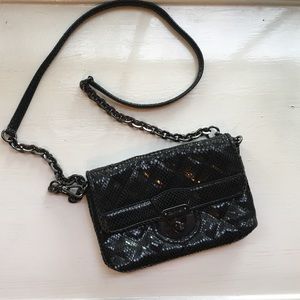 Calvin Klein black snakeskin embossed crossbody
