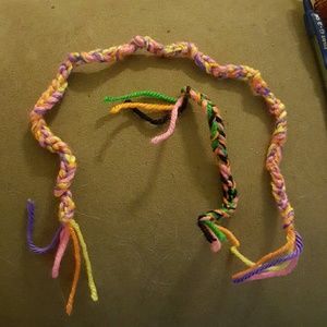 Homemade finger crocheted friendship bracelet