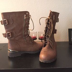 Tan lace up boots