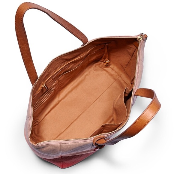 Fossil Sydney Shopper Pink multi color stripe tote - Picture 2 of 4