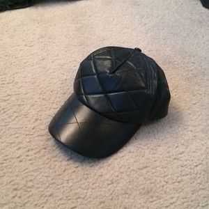 Black quilted leather cap
