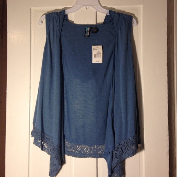 Slate blue sleeveless cardigan