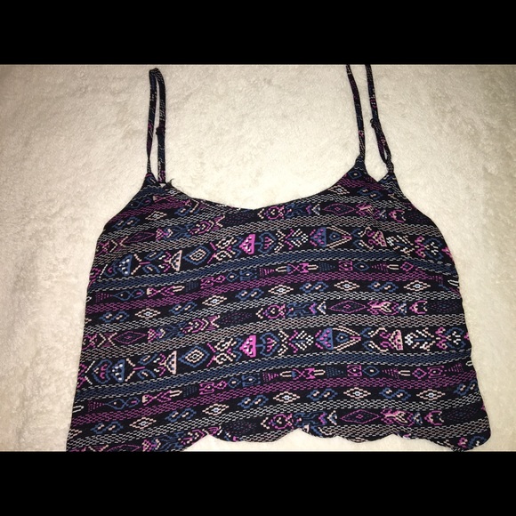 LA Hearts Tops - Colorful Aztec printed crop top