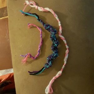 Homemade finger crocheted friendship bracelet