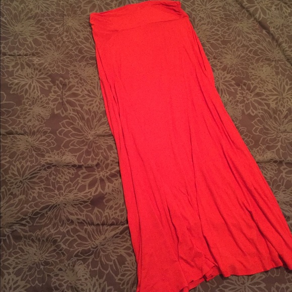 Red maxi skirt