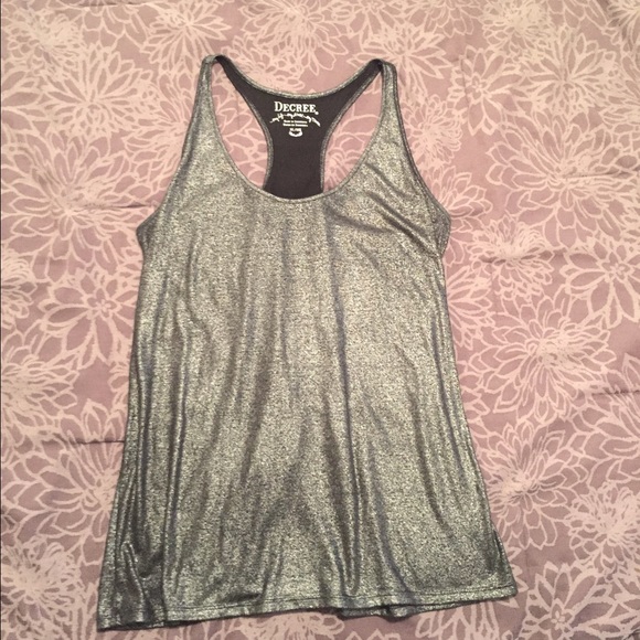 Silver and black racer back Flowy tank top