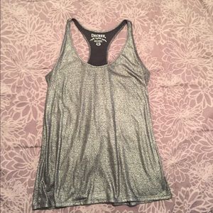 Silver and black racer back Flowy tank top