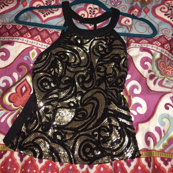 Gold Sequined Crop Top