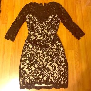 Tadashi Shoji Bodycon Lace and nude dress