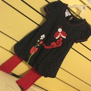 Lady Bug Top and Leggings Set