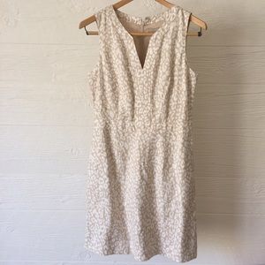 Banana Republic White and Tan V-neck Dress